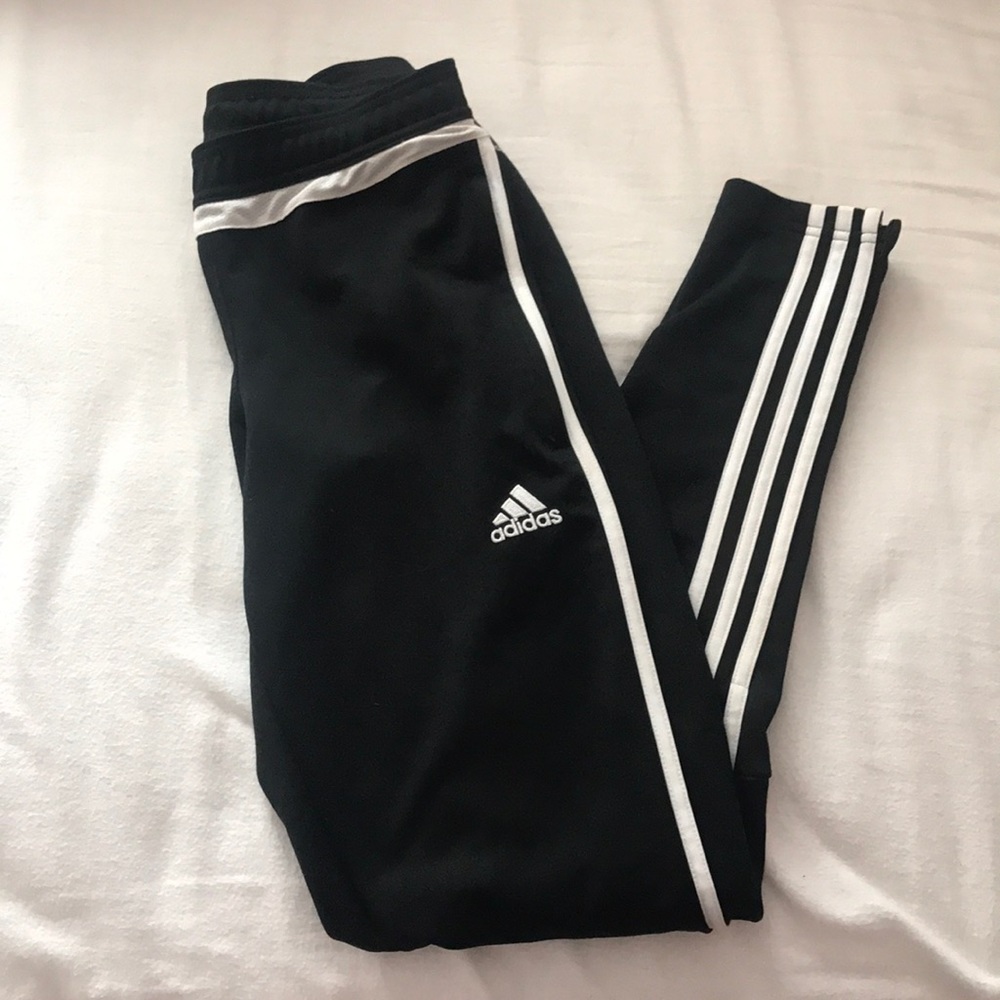 Adidas black and white track pants